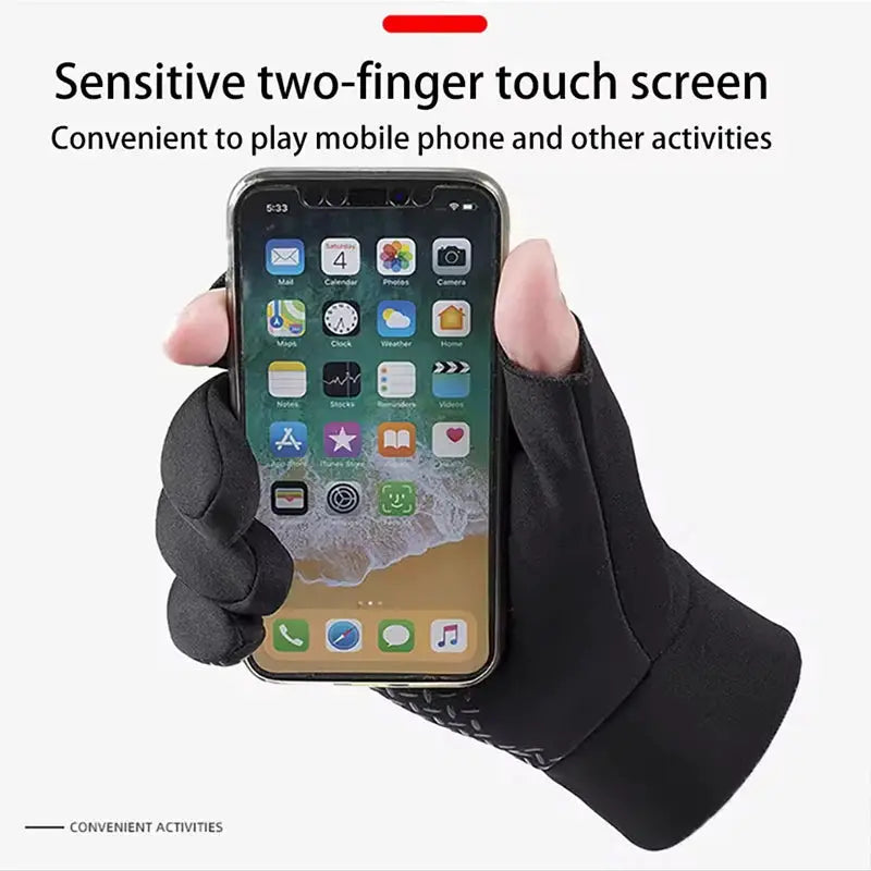 Winter Fishing Gloves for Men and Women Warm Anti Slip Touch Screen Two Fingers Cut Outdoor Angling