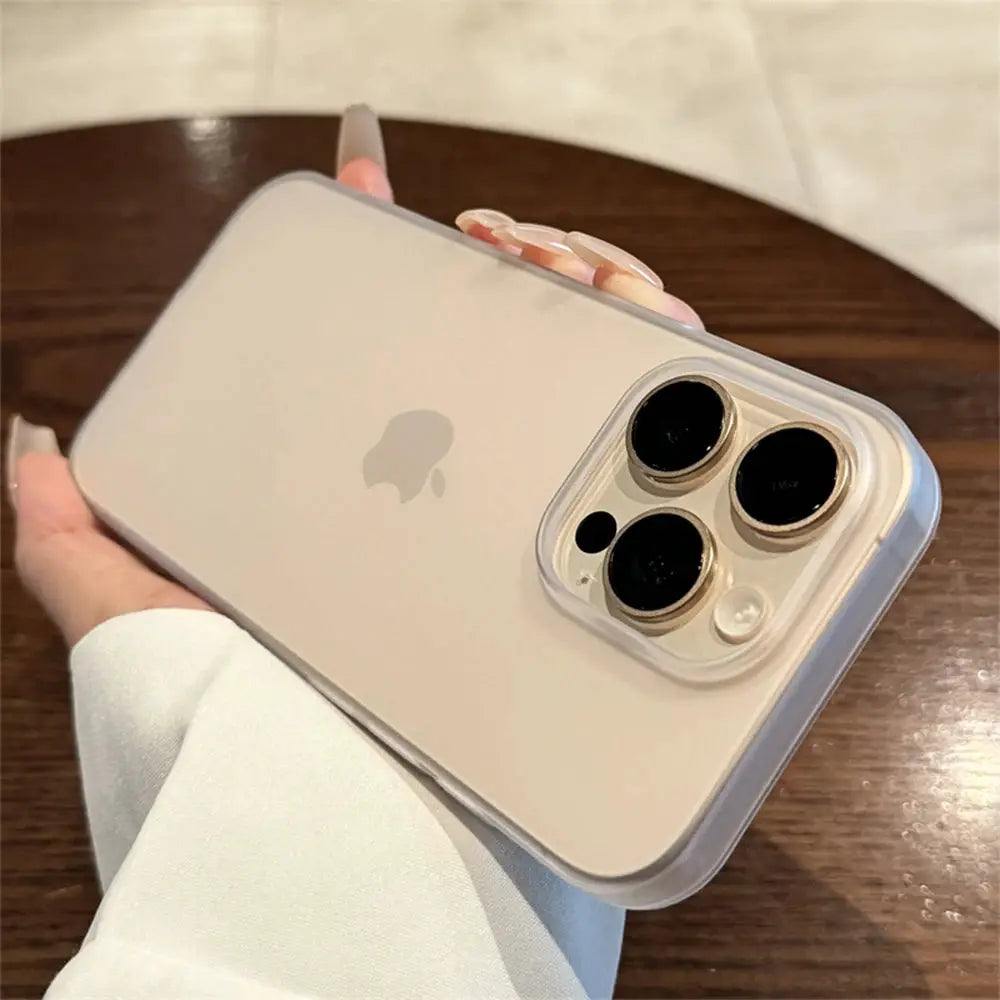 Soft-matte candy transparent iPhone case with clear back and shockproof silicone bumper