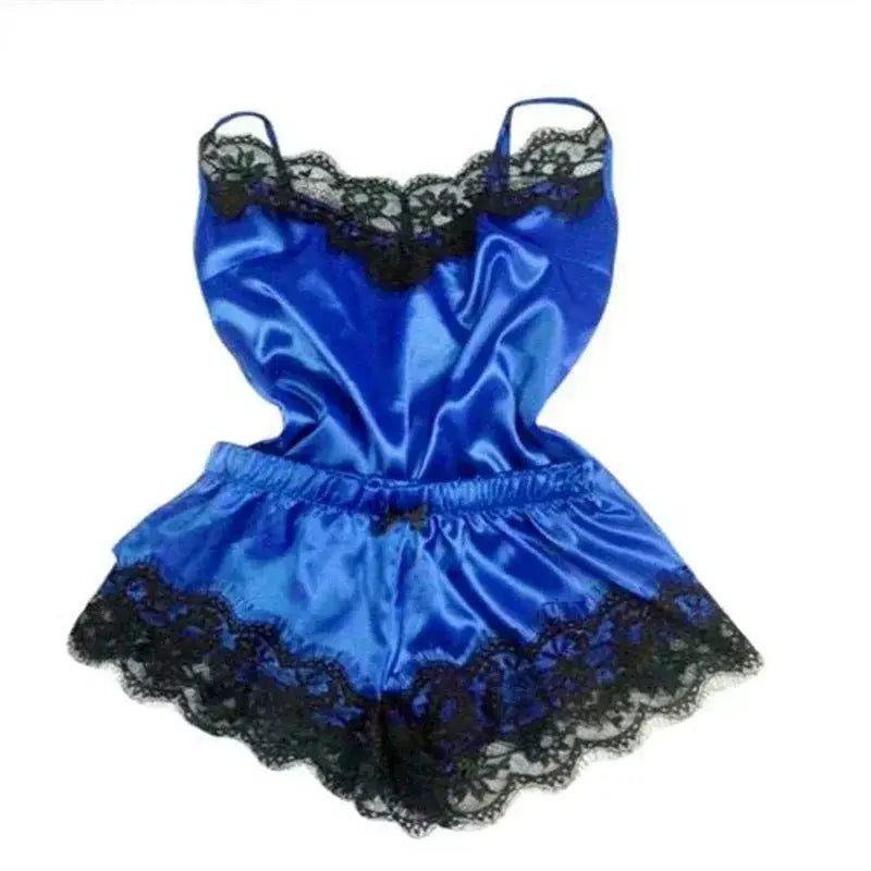 SilkEase Summer Lace Silk Pajama Set For Women Cami Top And Shorts Breathable Lightweight Sleepwear