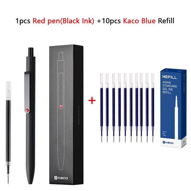 KACO MIDOT 0.5mm gel ink pen by Simples Market; 1 red pen + 10 blue refills