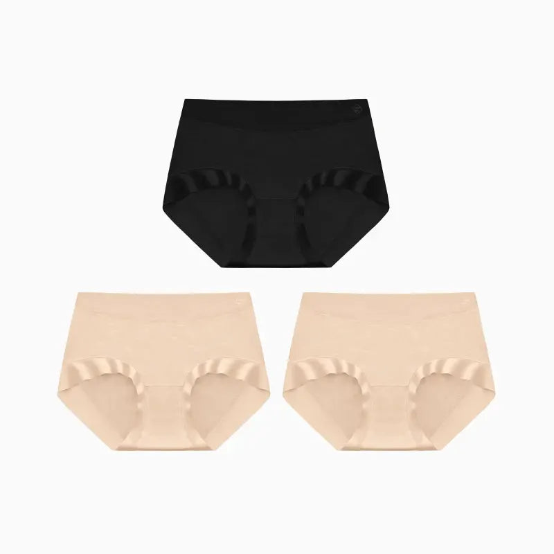 SUJIIN 3-pack women's seamless no-show panties in black and nude by Simples Market