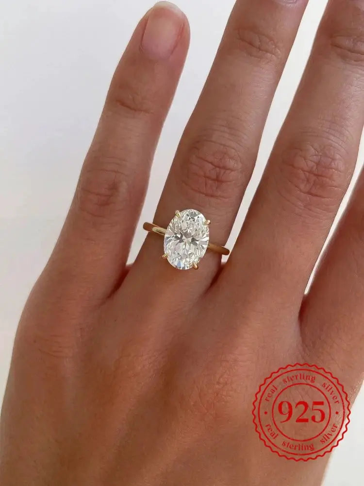 925 Sterling Silver Oval Zircon Ring For Women Engagement Wedding Fine Jewelry High Quality