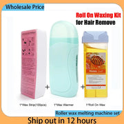 Simples Market 3-item roll-on waxing kit: mint wax warmer, pink wax strips (100pc), honey roll-on wax