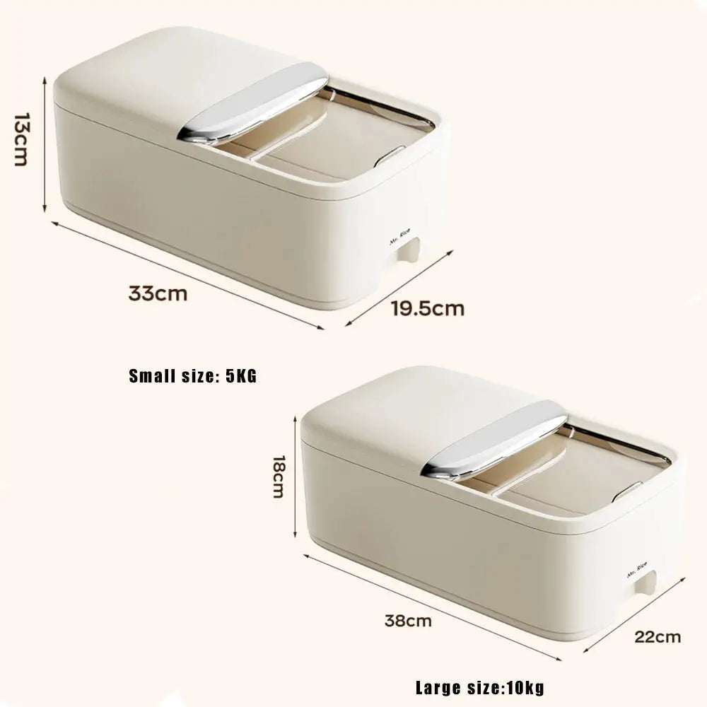 10kg Rice Storage Box With Lid Insect Proof Moisture Proof Sealed Jar Kitchen Container For Dry Grain