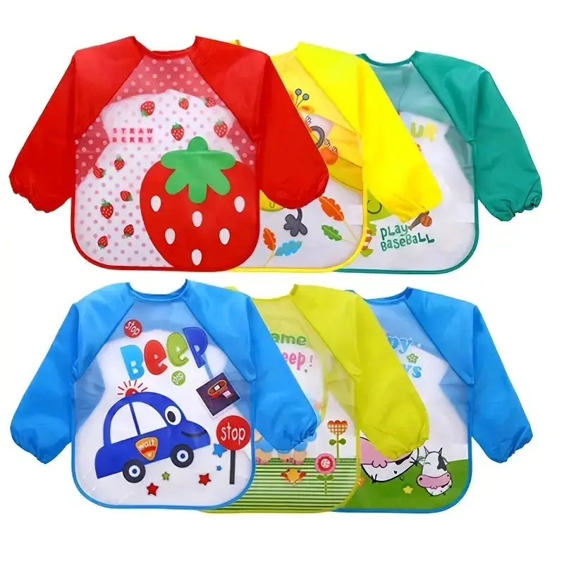 Waterproof EVA Full Sleeve Baby Bibs For Kids Long Sleeve Feeding Smock Apron Eating Breastplate Infant Clothing