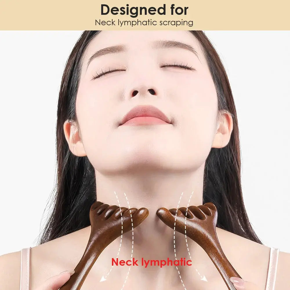 Sandalwood Meridian Massage Comb 6 Claw Head Massager Anti Static