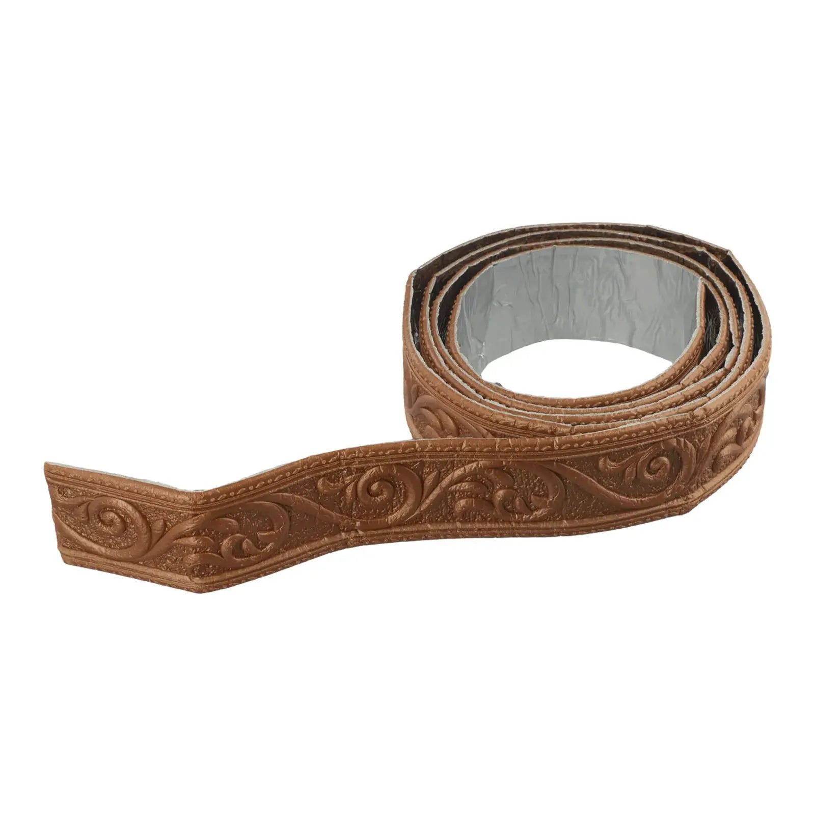 3D wall trim skirting border, brown embossed leather-look, self-adhesive waterproof baseboard by Simples Market