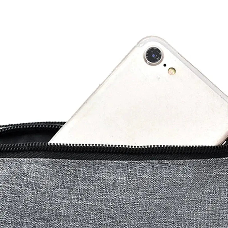 Simples Market waist bag, grey fabric belt bag with zipper, large capacity, anti-splash.
