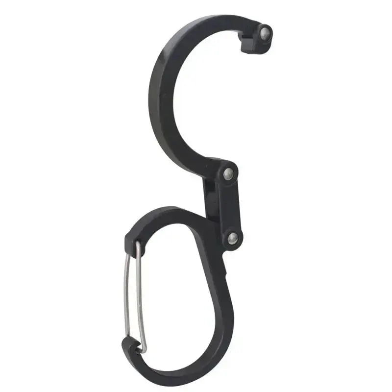 Rotating carabiner hook, black metal heavy-duty clip for camping, hiking, and backpacks