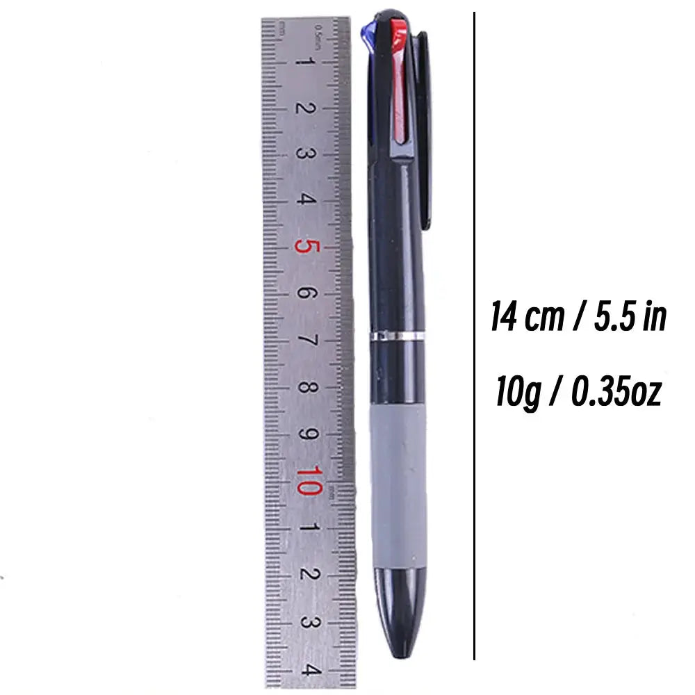 Simples Market 3-in-1 ballpoint pen with red, black and blue ink, 0.7mm tip, clip and grip body