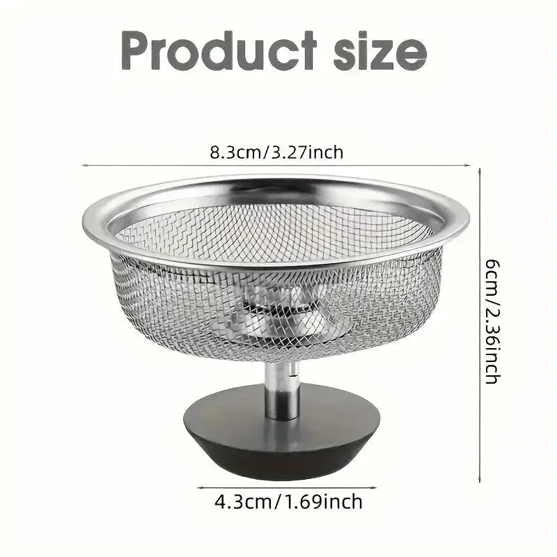 2 Pack Kitchen Sink Strainer With Handle And Stopper Replacement Drain Basket Stainless Steel Mesh Filter