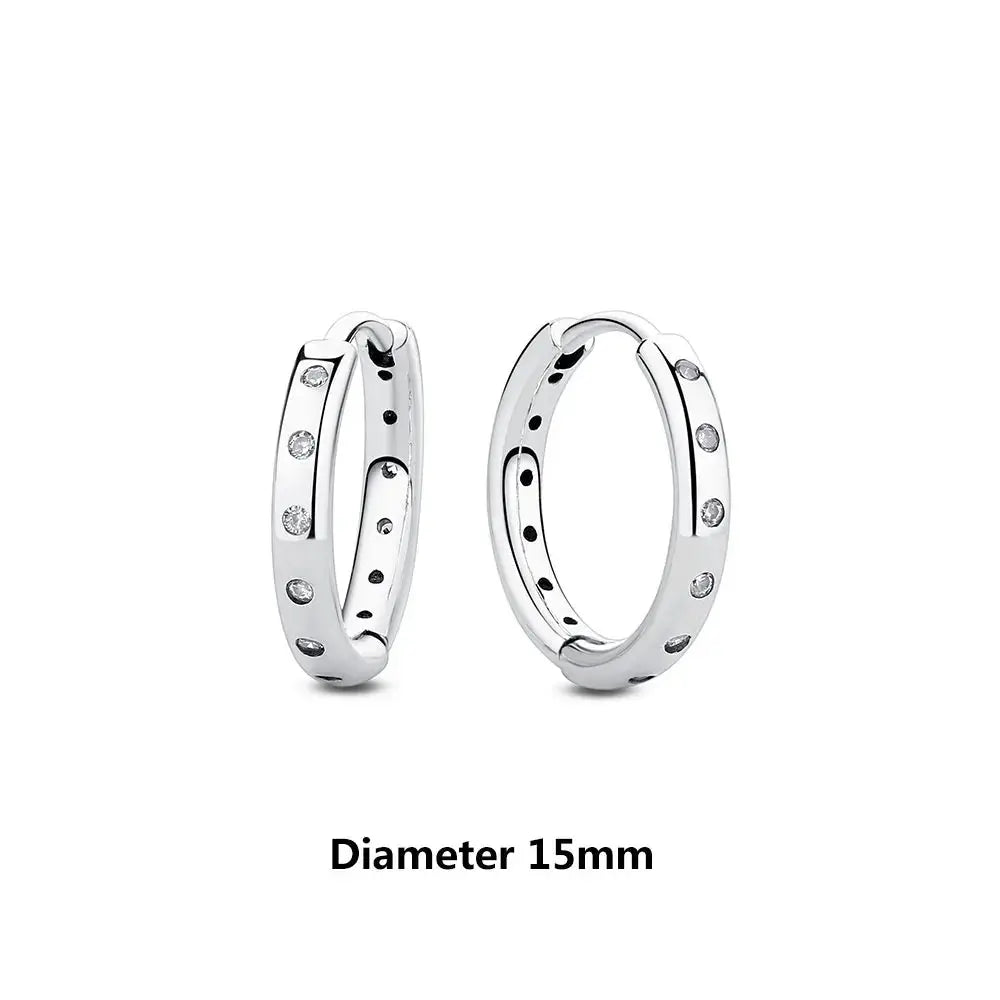 925 Sterling Silver Stud Hoop Earrings For Women Crystal Zircon Rose Gold Crown Heart Infinity Bee Design Jewelry