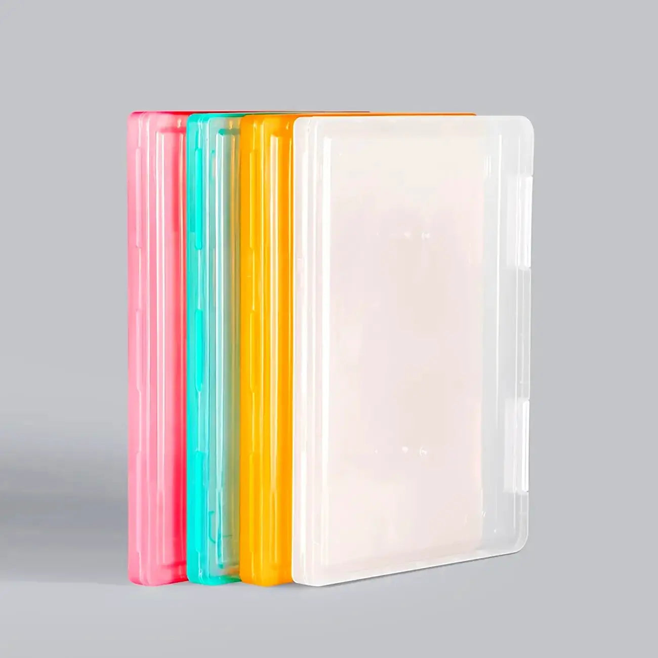 Multi-layer portable A4 file box, transparent plastic, assorted colors, Simples Market 4-pack