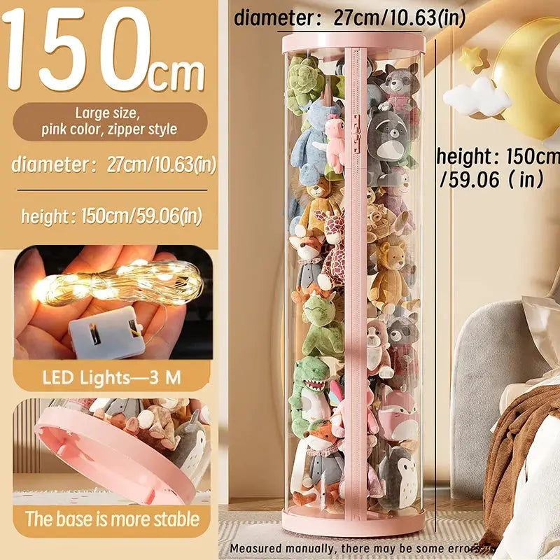 Transparent Doll Storage Box For Plush Toys And Dolls DIY Zipper Tube Organizer Christmas Gift For Kids