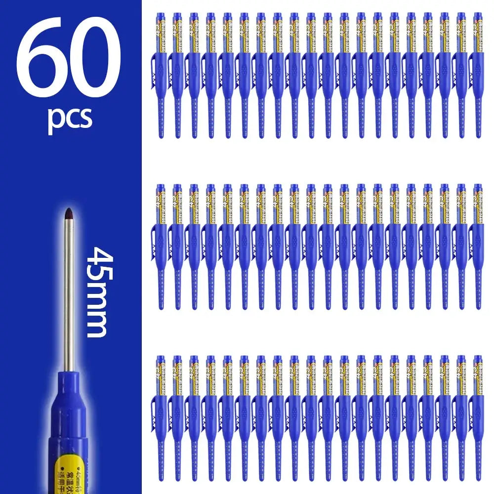 Carpenter marking pens set, 60 blue pens with 45mm nib for woodworking