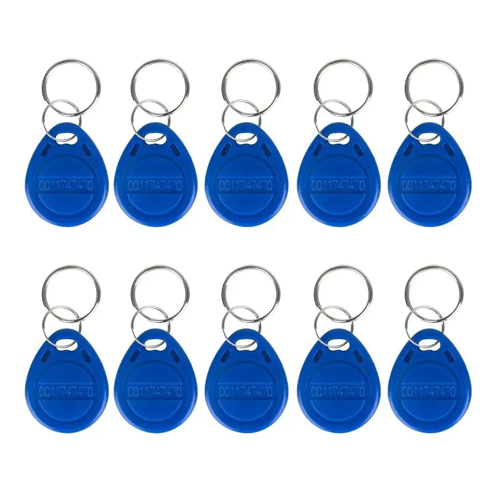 Blue RFID keyfobs, 10 pcs, 125kHz TK4100/EM4100 proximity tokens for door access