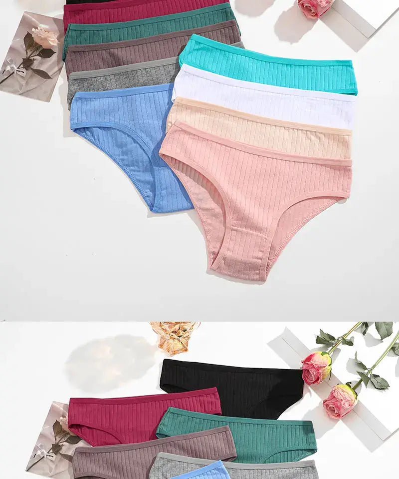4-pack women's cotton ribbed briefs by Simples Market in assorted colors