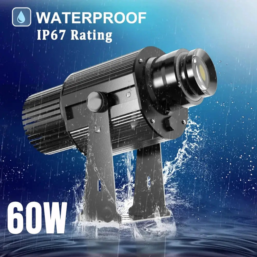 Custom gobo projector light, outdoor 60W waterproof IP67 LED rotating spotlight for commercial shop entrances