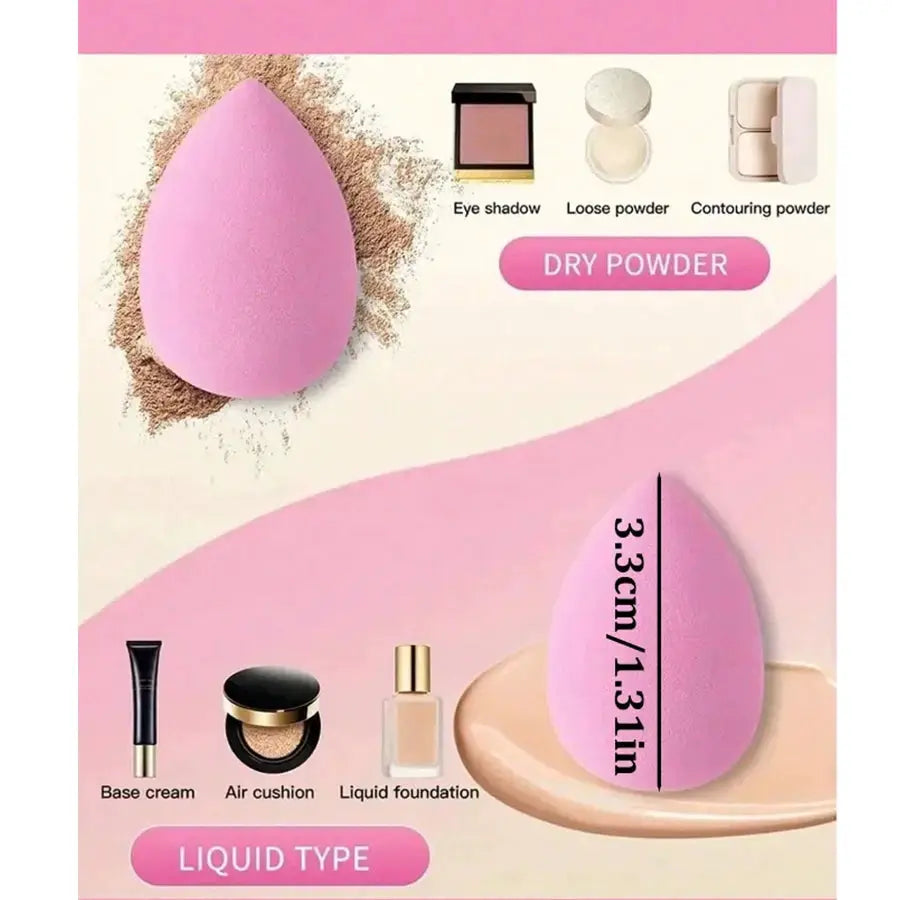 Mini finger puff makeup sponges in pink, perfect for dry and liquid makeup applications.