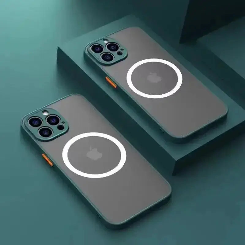 Luxury Matte Armor MagSafe Case For iPhone 16 15 14 13 12 11 Pro Max Mini XS XR Cover Protection