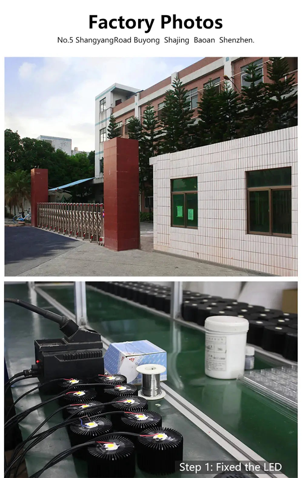 Advertising Gobo Projector by Simples Market; outdoor IP67 LED logo projector with rotating logo on production line.