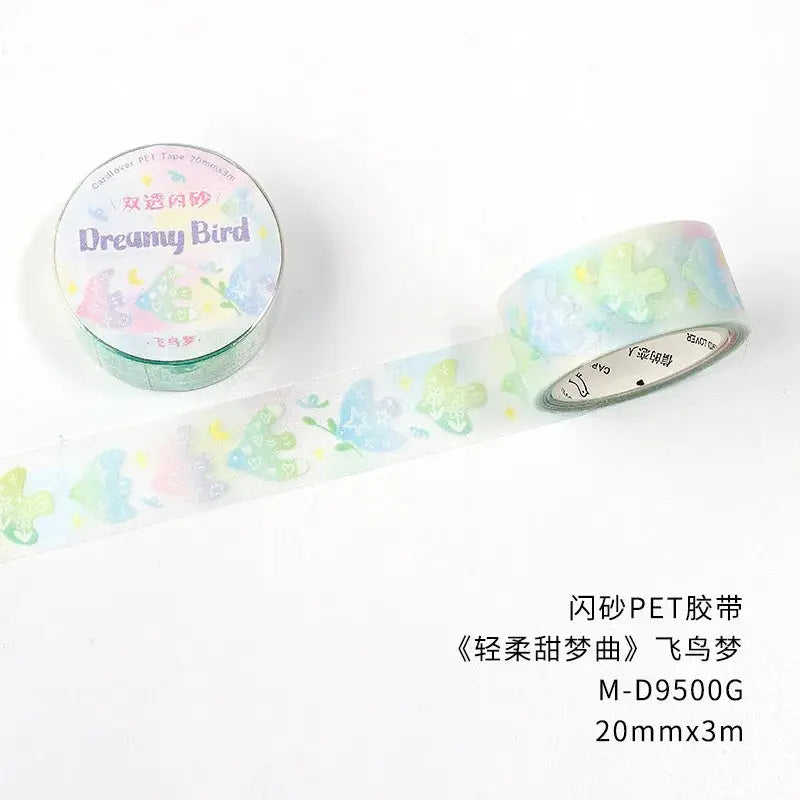 Decorative PET tape roll by Simples Market with Dreamy Bird pastel birds pattern, 20mm×3m