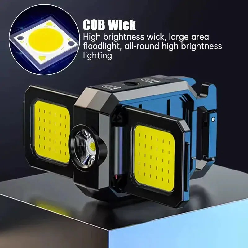 Simples Market mini keychain flashlight with COB work light, USB rechargeable, 90° foldable side lights