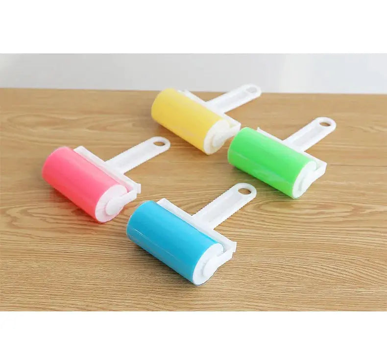 Washable sticky roller set for pet hair and dust; four colorful rollers (pink, blue, yellow, green) by Simples Market