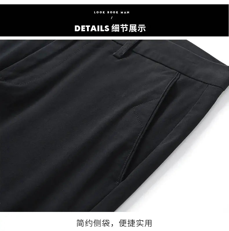 Men's straight-fit cotton-stretch chinos with side pocket and belt loops