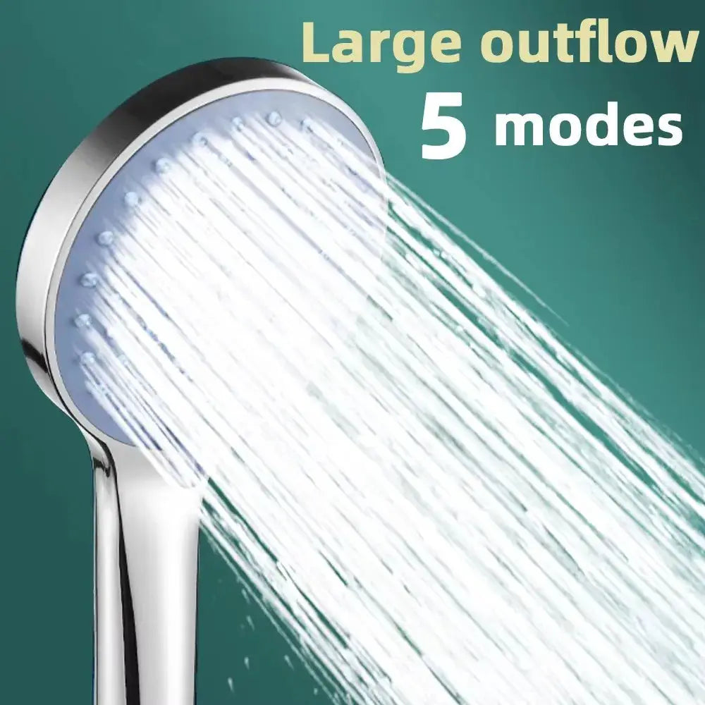 Bathroom hand shower head by Simples Market with large water output and 5 modes, universal adapter