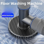 Simples Market universal washing machine floor drain with hose adapter, black circular drain cover and gray pipe.