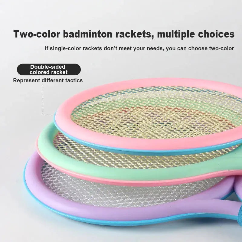 Kids Badminton And Tennis Racket Set For 3 To 12 Years Lightweight Plastic Outdoor Toy For Beginners
