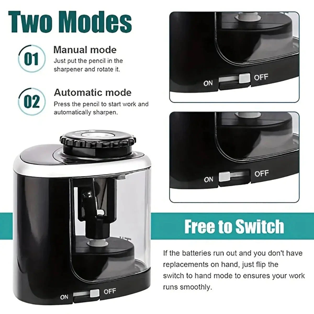Automatic Electric Pencil Sharpener For Desktop Use 6-8mm Pencils For Students And Office