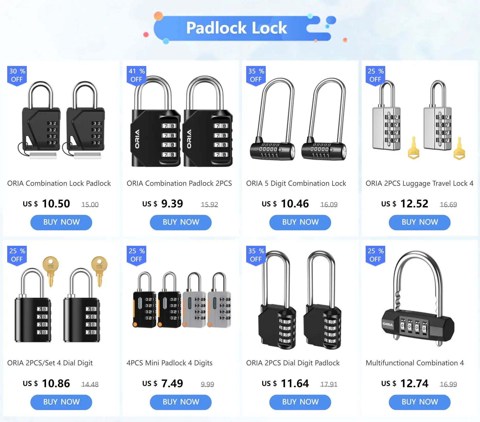 Simples Market ORIA 2PCS 4-digit black combination padlocks, waterproof outdoor locks for doors and suitcases