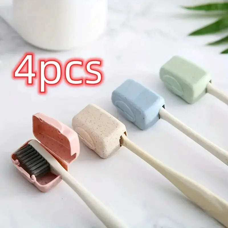 PureGuard Travel Toothbrush Head Covers Set Four Portable Protective Covers With Smart Vent