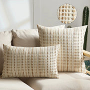 Boho Dots Jacquard Cushion Cover 45x45cm with zipper closure, ivory and tan dotted pattern