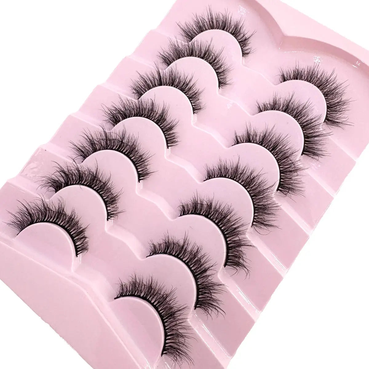 HBZGTLAD 7 Pair Faux Mink Lashes Fluffy Natural Look False Eyelashes Volume Wispy Crossed Thick Fox Eye Cat Eye