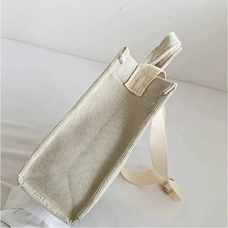 Rilibegan Corduroy Shoulder Bag for Women Vintage Style Large Capacity Trendy Square Design