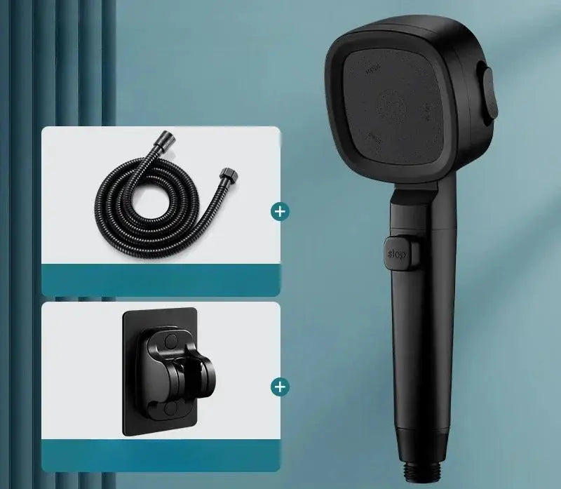 High Pressure Shower Head Water Saving 3 Modes Adjustable One Key Stop