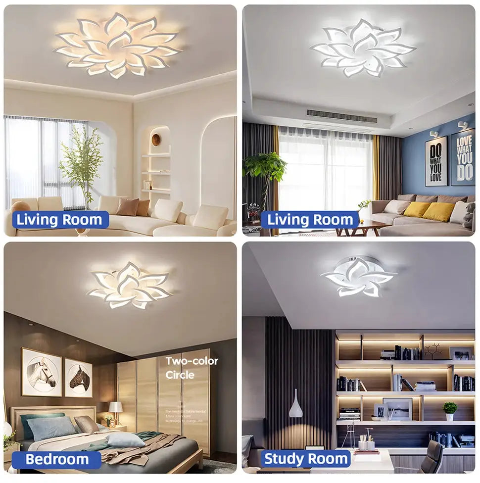 Nordic Flower Ceiling Pendant Lamp by Simples Market, LED flower chandelier for living room, bedroom, and study