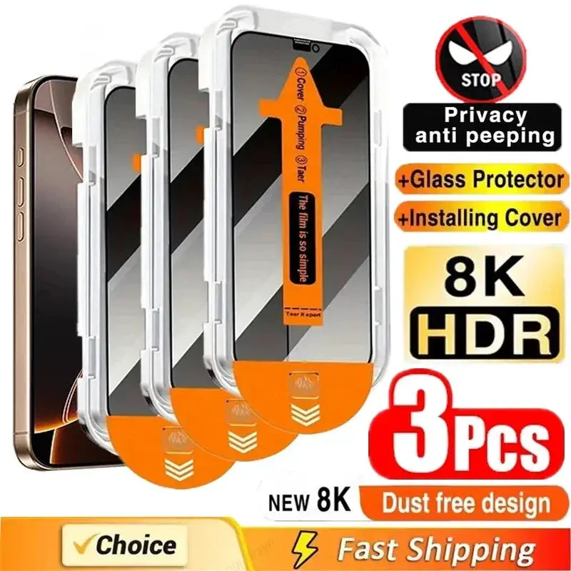 ShieldPlus PrivacyGuard Screen Protector For iPhone 11 To 17 Pro Max Mini XS X Dust Free Installation Anti Spy Glass