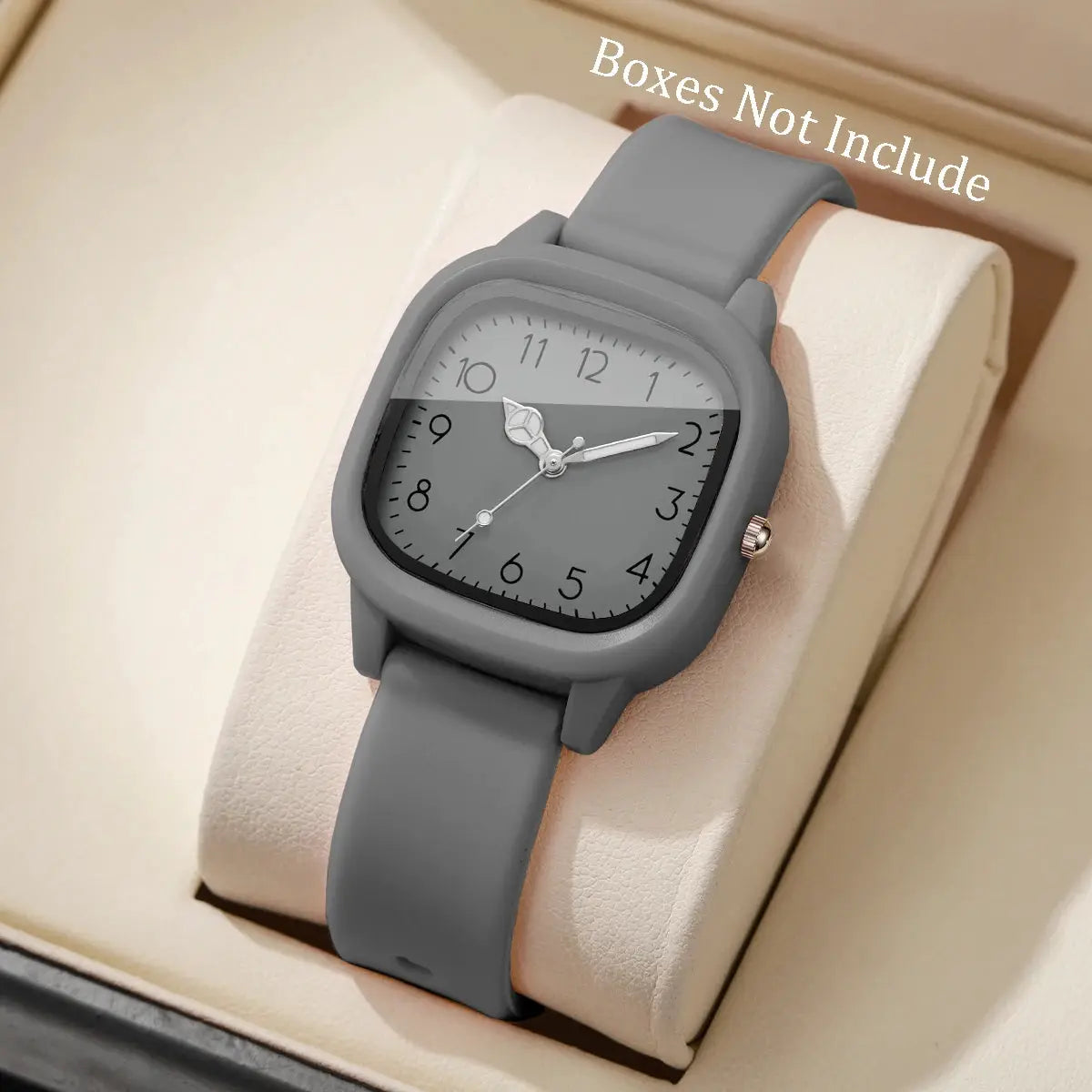 Wristwatch with gray silicone band and Arabic numeral dial casual fashion accessory