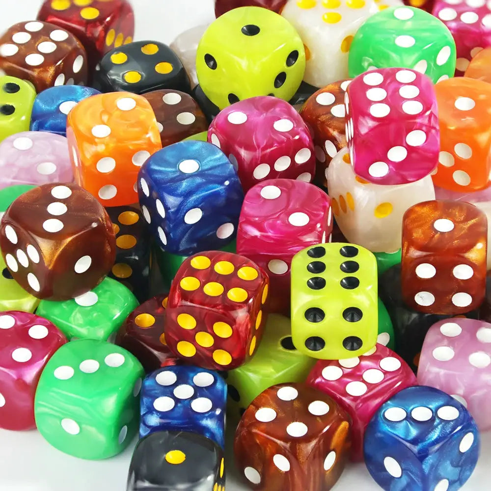 16mm Round Corner Marble Acrylic Dice Set 6 Sided For Tabletop Games Gambling Entertainment Party