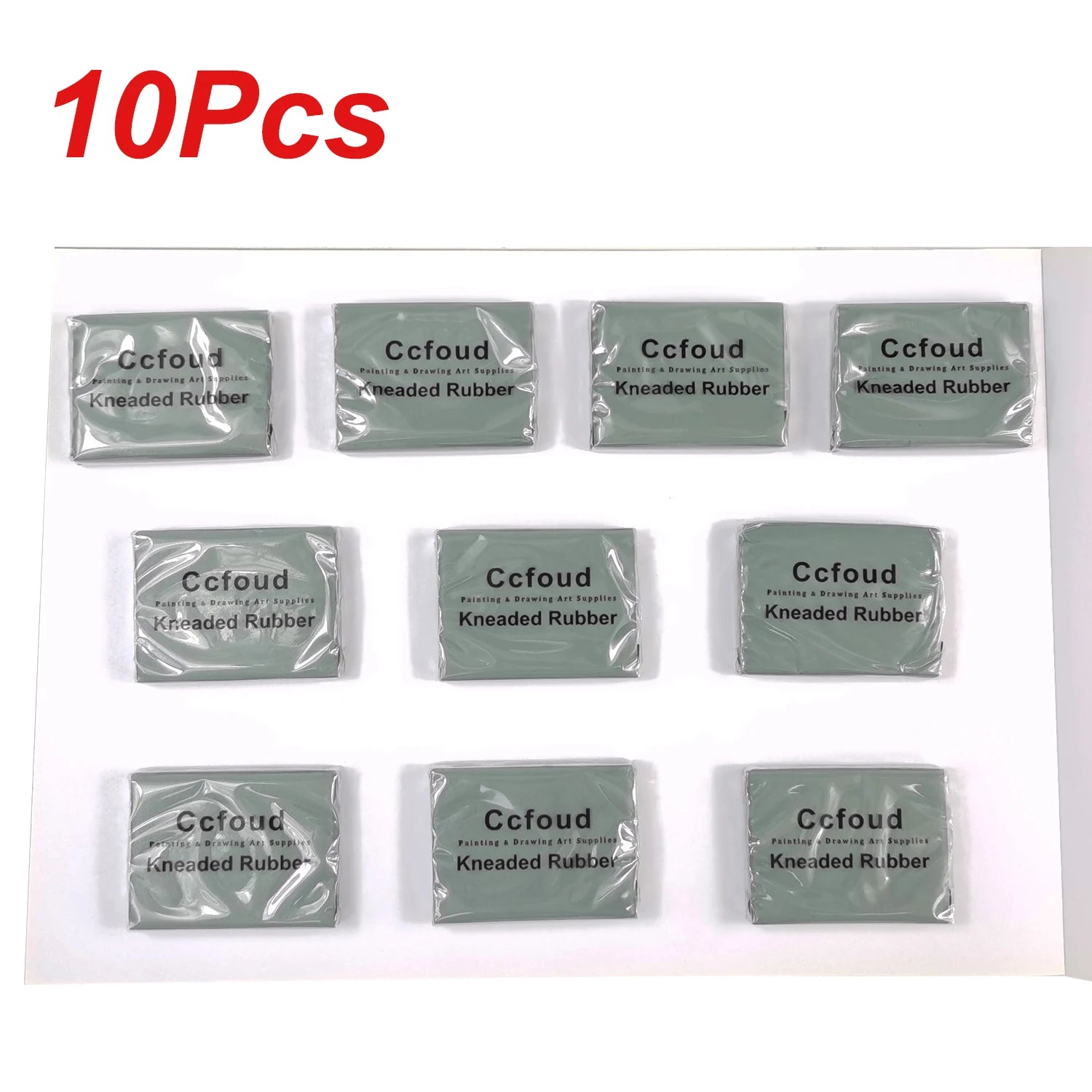 Kneaded rubber erasers by Ccfoud, grey plasticity art supplies, 12-pack display