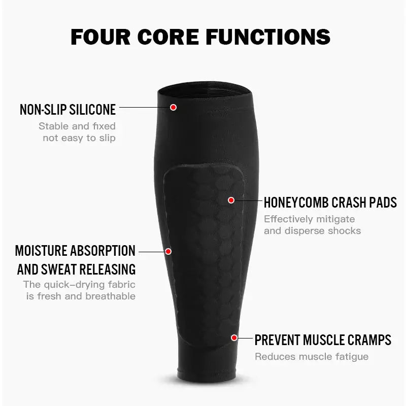 1Pcs Football Shin Guard Socks Sleeves With Foam Padding Calf Compression Sleeve Honeycomb Pads For Soccer Equipment