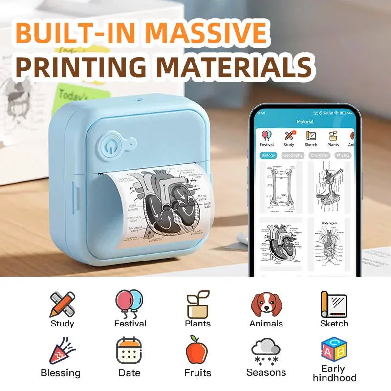 DOLEWA D8 Portable Bluetooth Inkless Sticker Printer Maker For Office