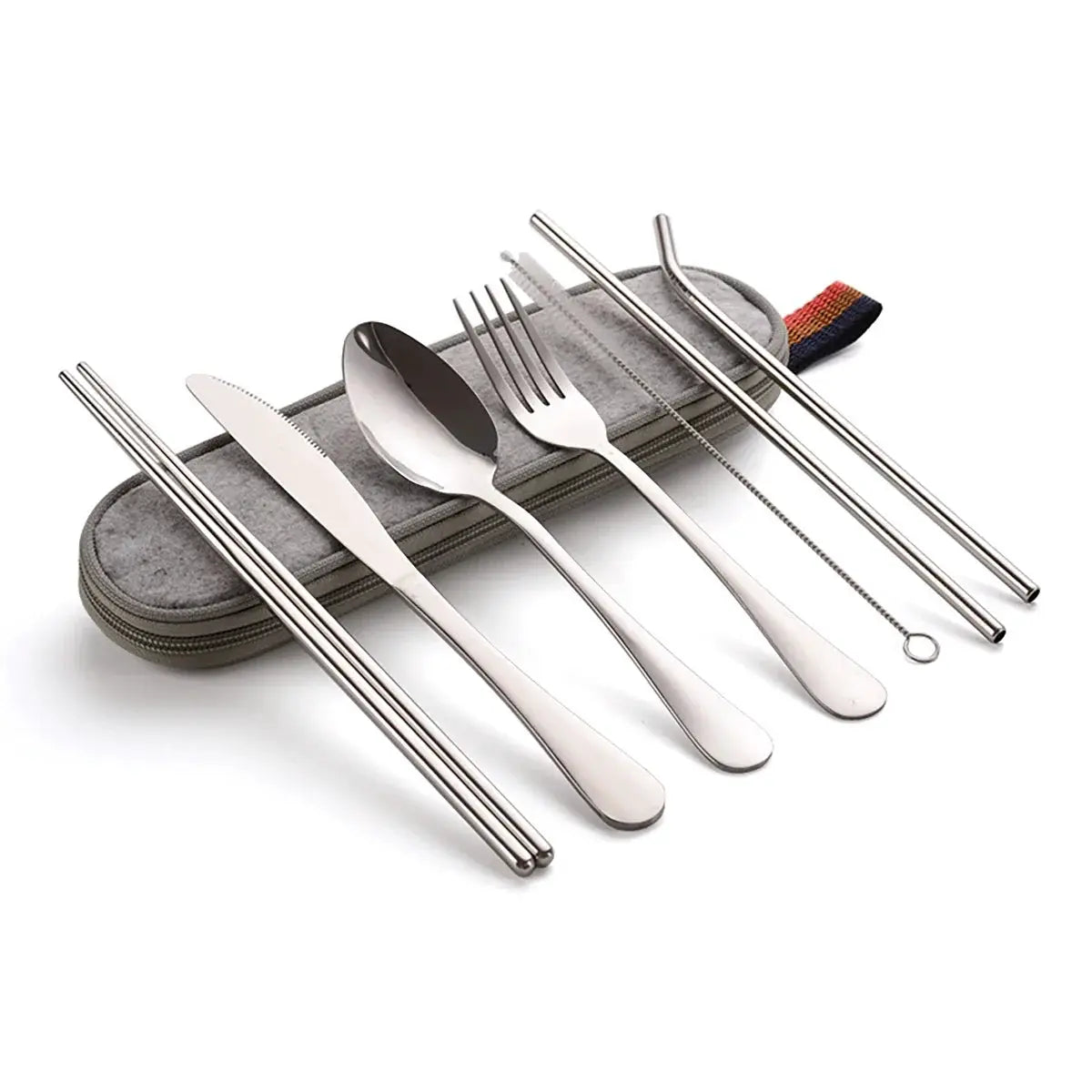 EcoNest 8 Piece Portable Tableware Set In One Box Stainless Steel Utensils For Outdoor Picnics Travel Eco Friendly