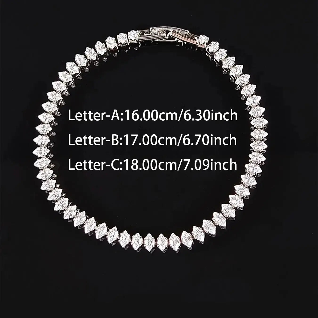 2024 New Marquise Oval Square Cut Luxury Silver Tennis Bracelet Bangle For Women Party Gift Jewelry S7062