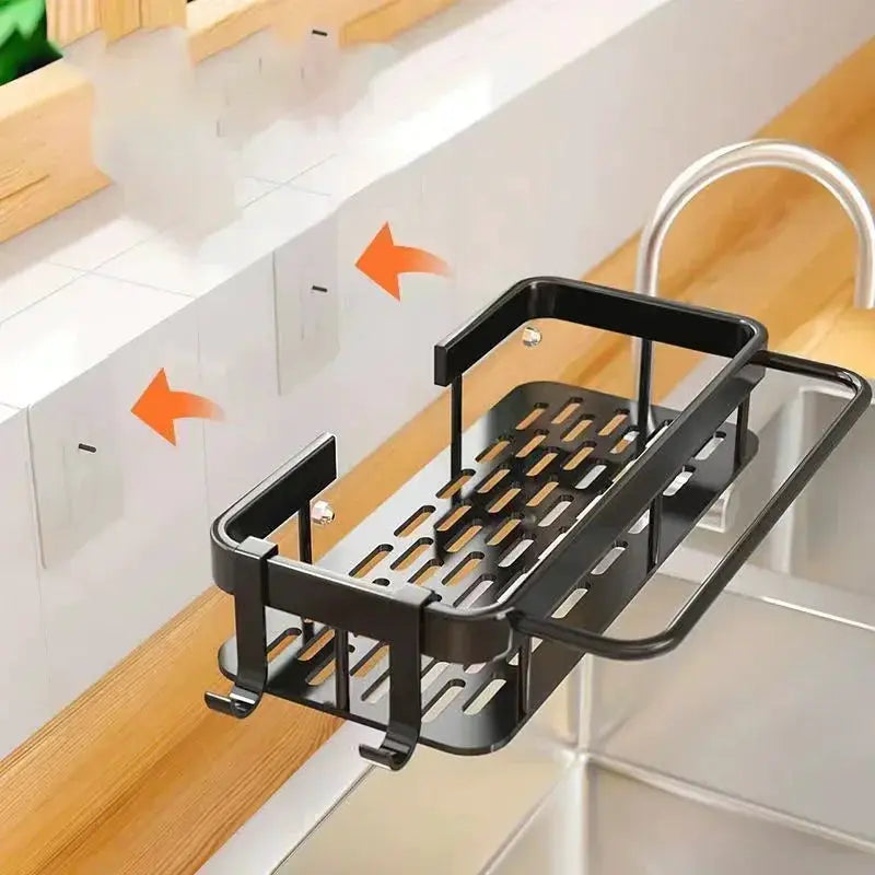 Bathroom shower shelf rack, aluminum alloy with perforated base and clamp mounting (no-drill)