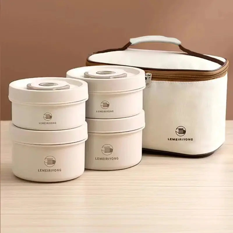 Portable Insulated Stainless Steel Lunch Box Set With Stackable Bento Compartments For Fresh All Day Meals